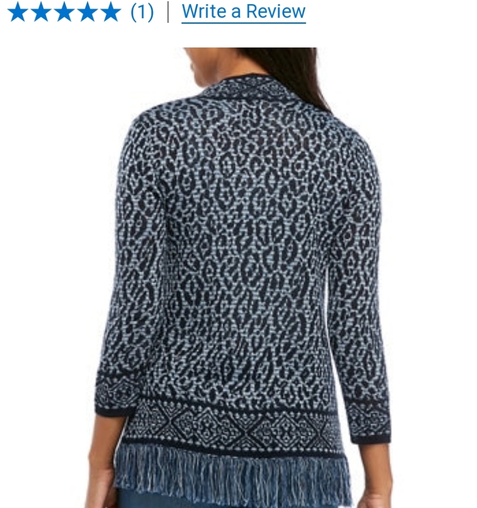 Ruby Rd Animal Fringe Cardigan - Picture 2 of 4